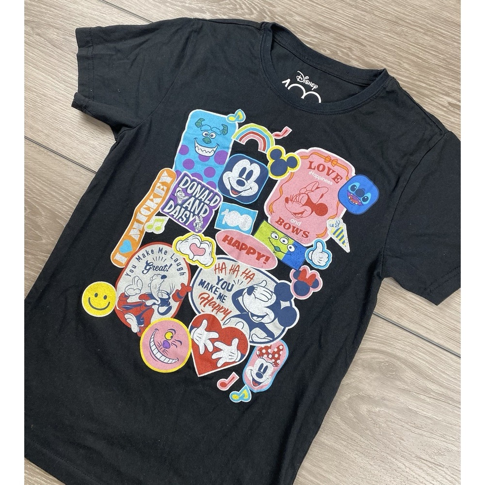 Disney 100 Youth Graphic Print Short Sleeve T Shirt Black‎ Size Small